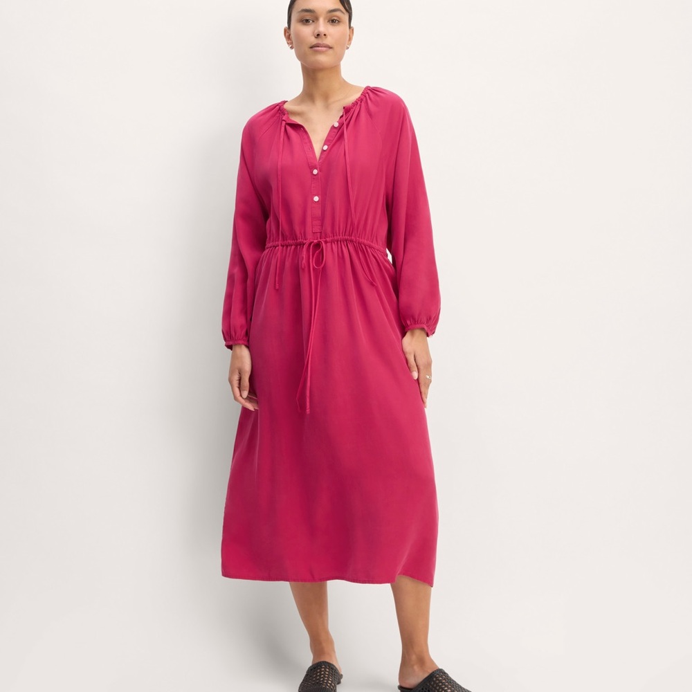 NWT Everlane The TENCEL™ Gathered Maxi Dress XL Red Currant